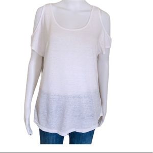 GAP Linen Blend Cold Shoulder Top/Tee With Scoop Neck Ivory Size XS